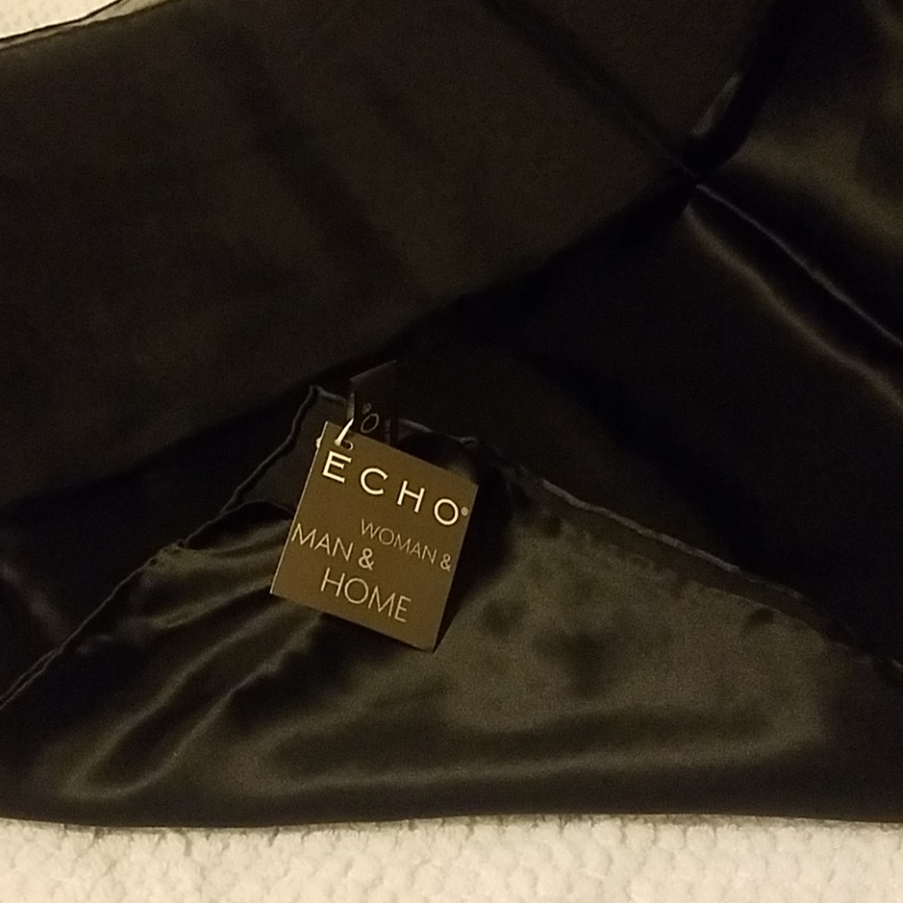 NWT Echo 100% Black Silk Scarf (21"x77")